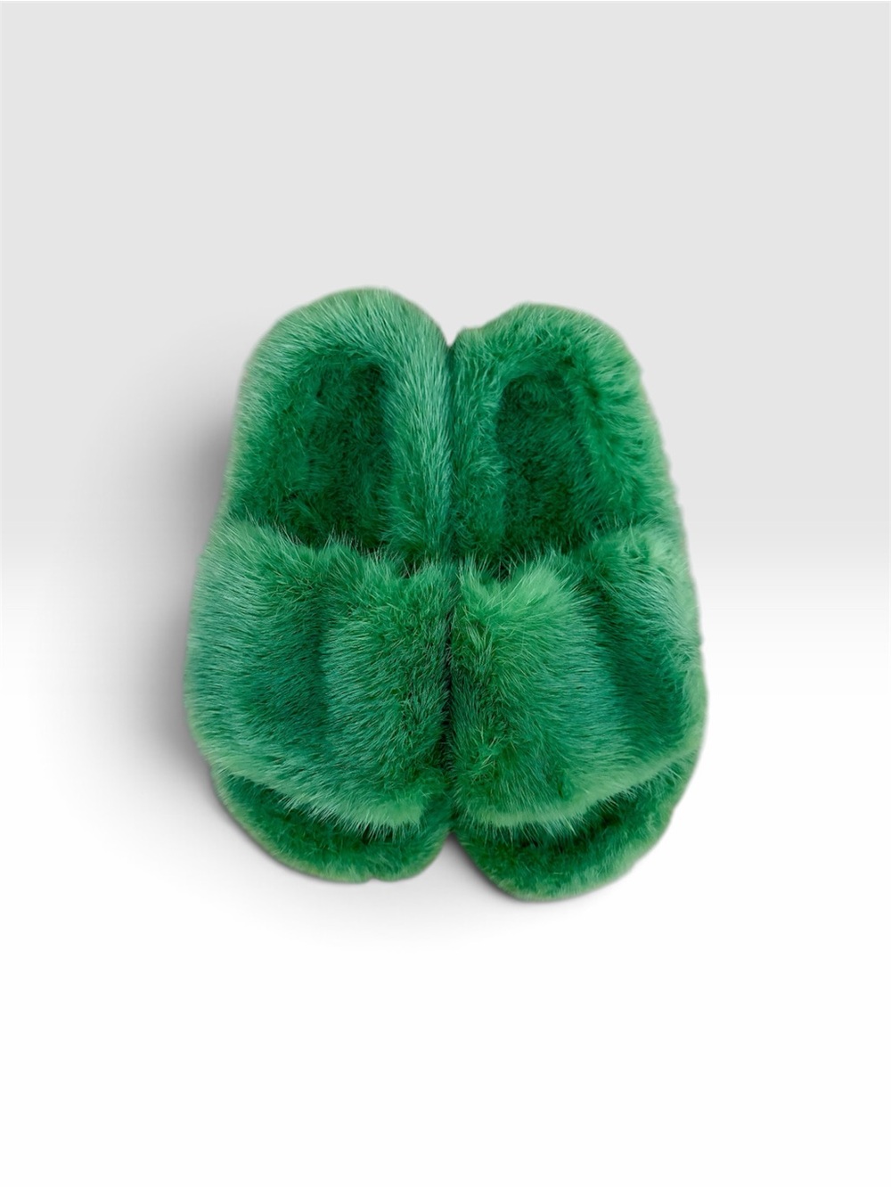 Brandon Blackwood Neon Green Mink Slides NWT (size S/M)